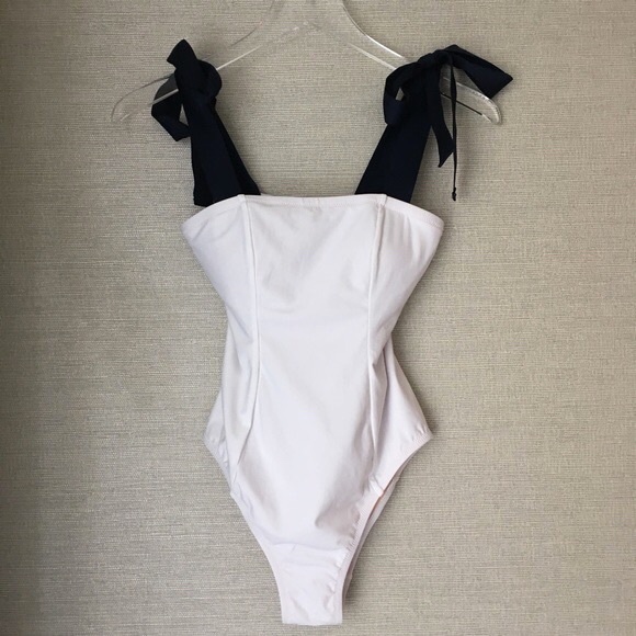 JCREW Sleek Grosgrain White One-Piece -S - Picture 2 of 5